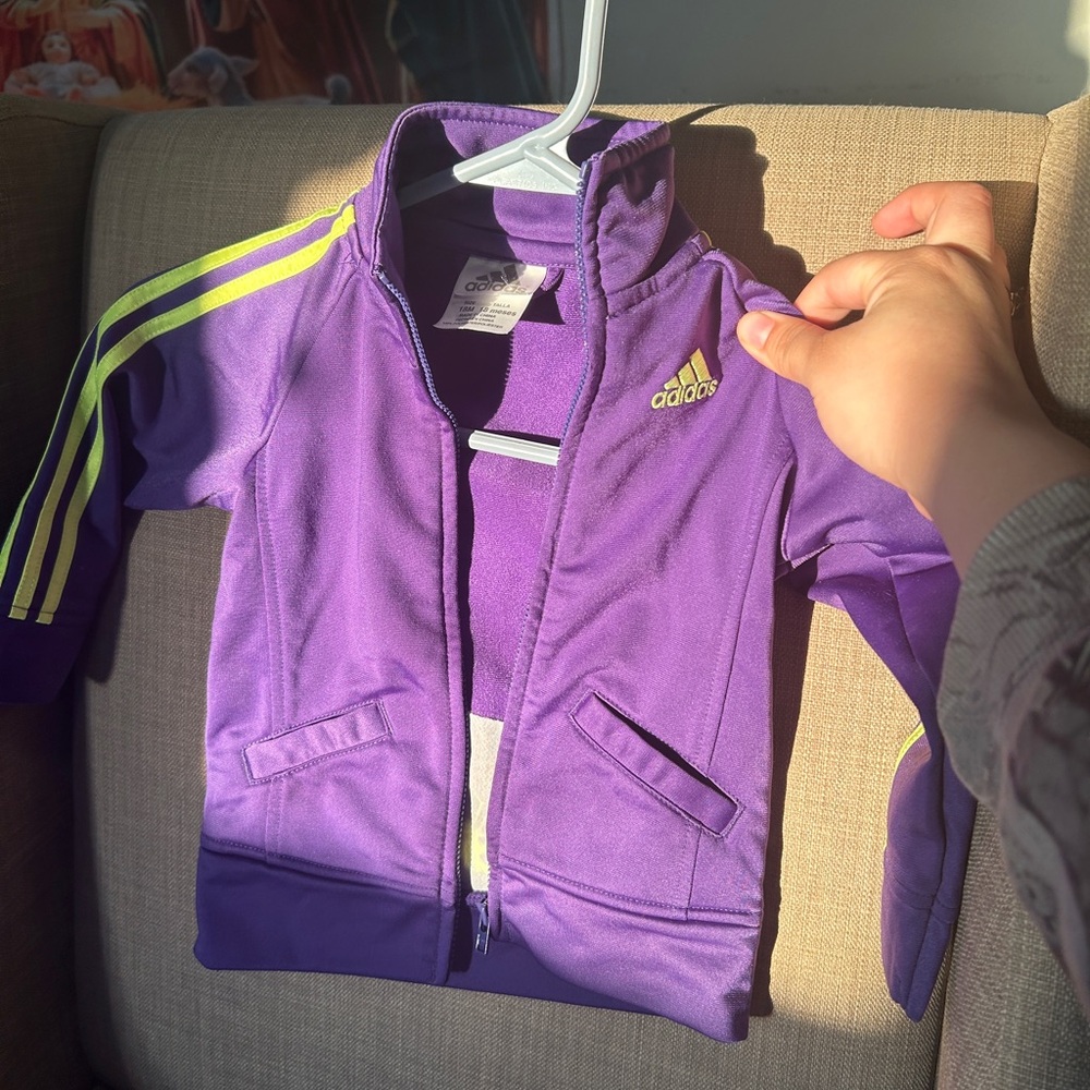 ADIDAS  Kids Purple and Yellow Matching Set